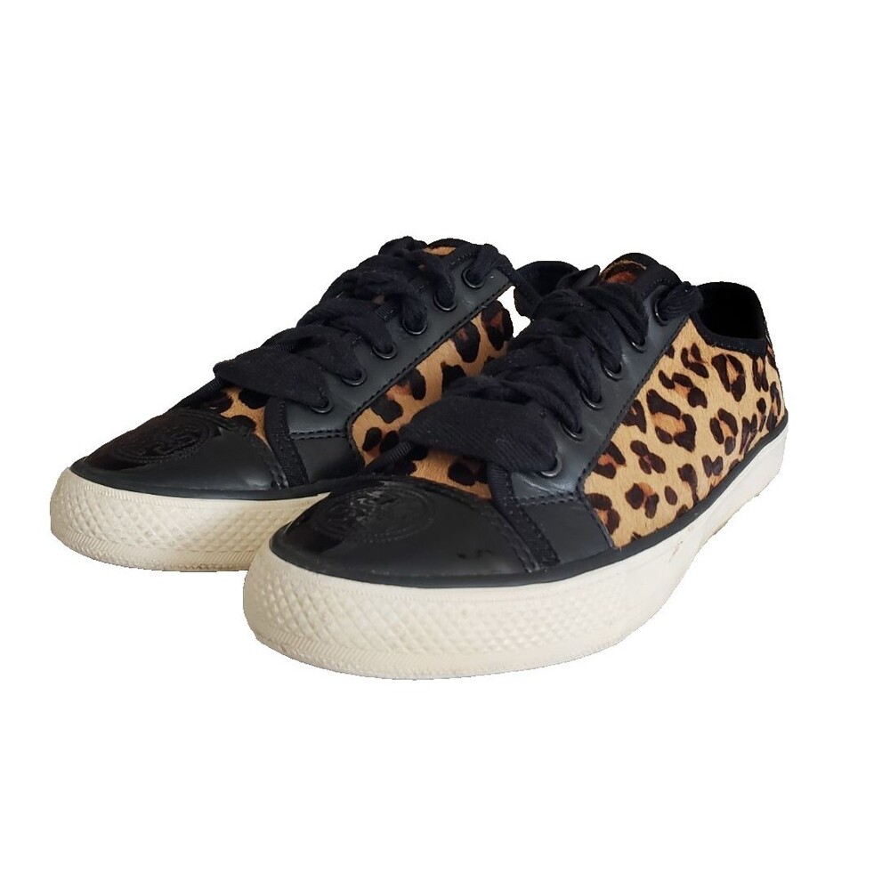 Tory Burch Women's Size 6.5M Marin Ocelot Leopard Print Calf Hair Sneakers Shoes